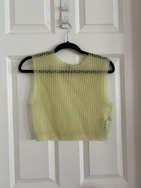 Zara Pale Yellow Textured Sleeveless Knit Tank